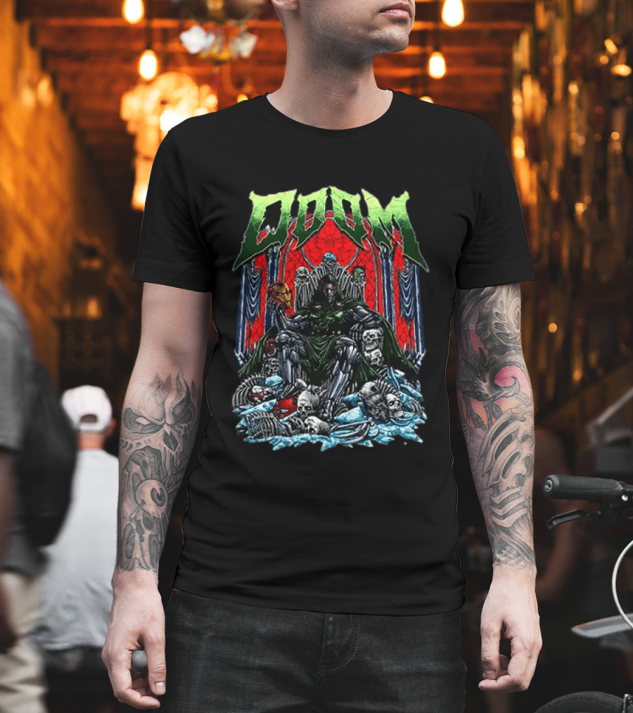 Doctor Doom Throne Marvel Superheroes With Iron Man Mask Doom T-Shirt