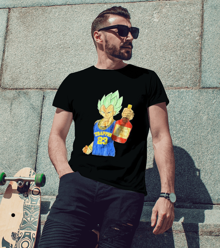 Hennessy Trappin 23 Anime Warrior Graphic Holding Bottle T-Shirt