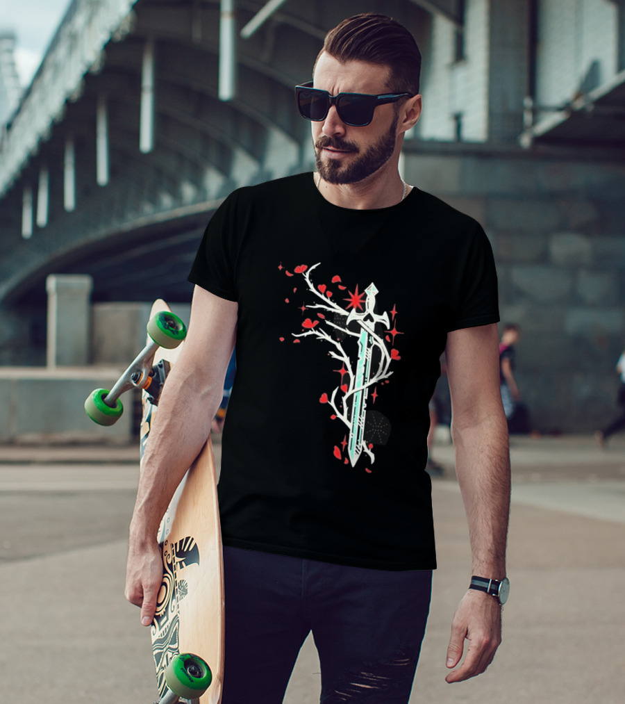 Lifesteal Sword With Red Petals Survival Gaming T-Shirt