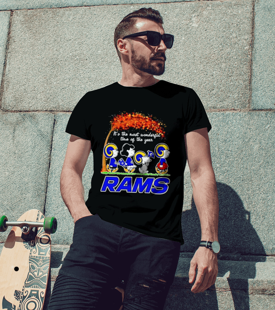 Los Angeles Rams It's The Most Wonderful Time Of Year Charlie Brown Snoopy Peanuts Football Fall T-Shirt