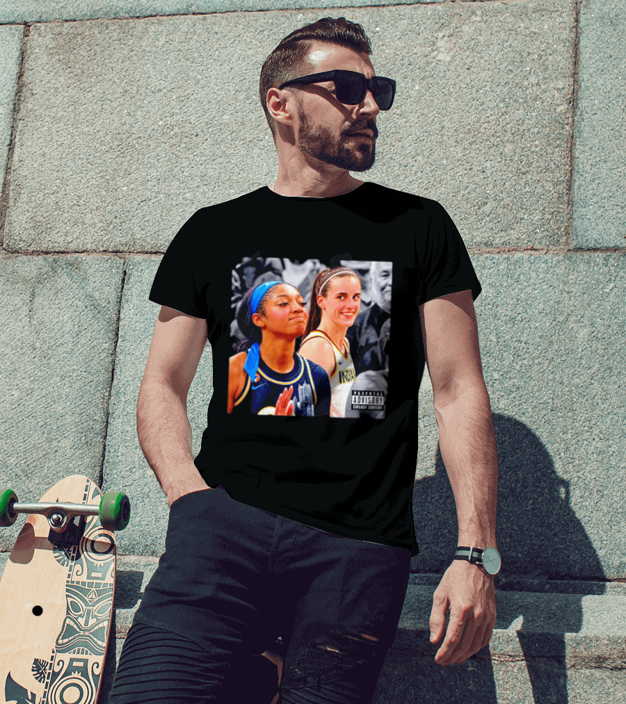 Caitlin Clark Angel Reese Parental Advisory Explicit Content T-Shirt