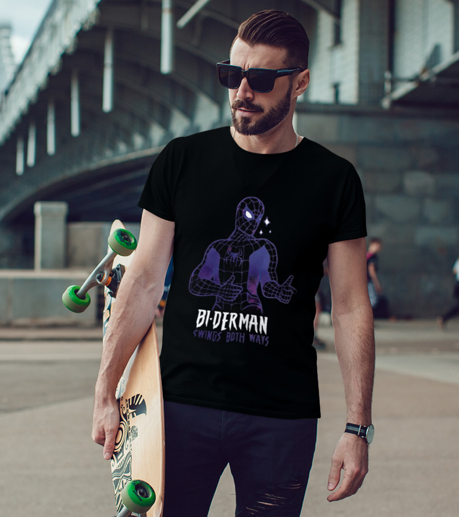 Bi Derman Swings Both Ways Spider Man T-Shirt