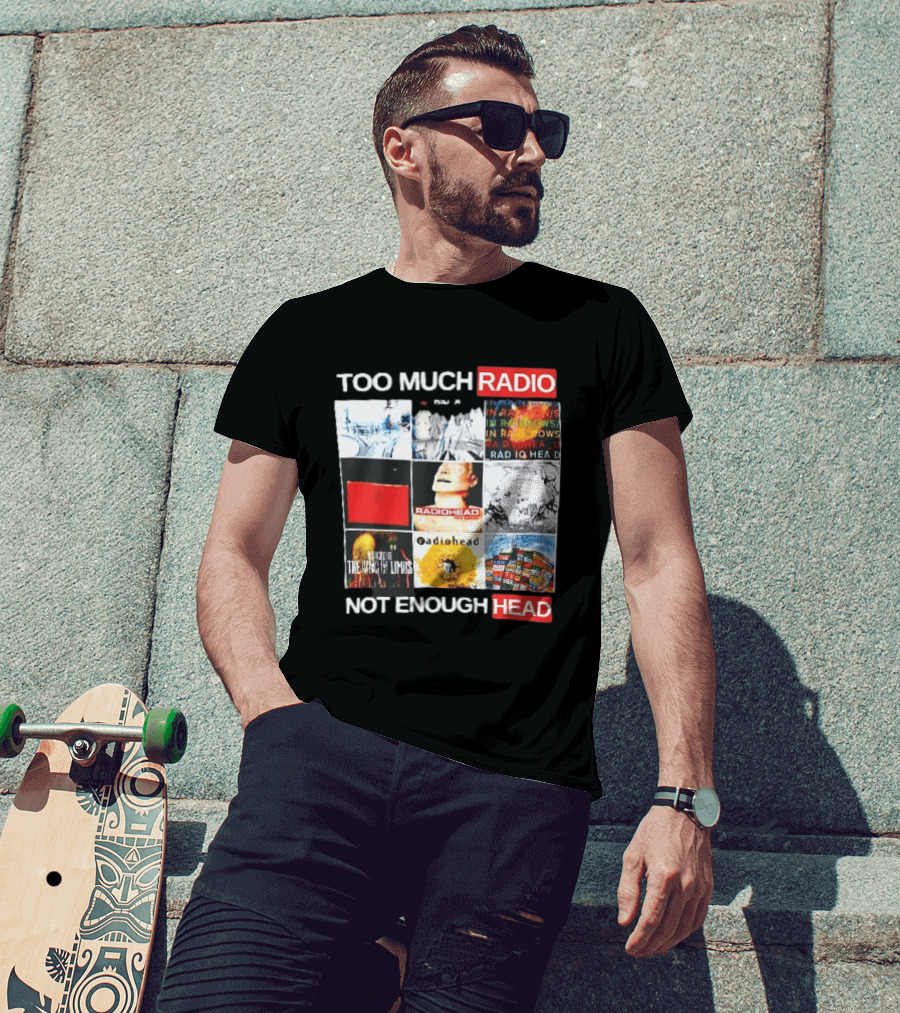 Too Much Radio Not Enough Head Radiohead Album Cover Collage T-Shirt