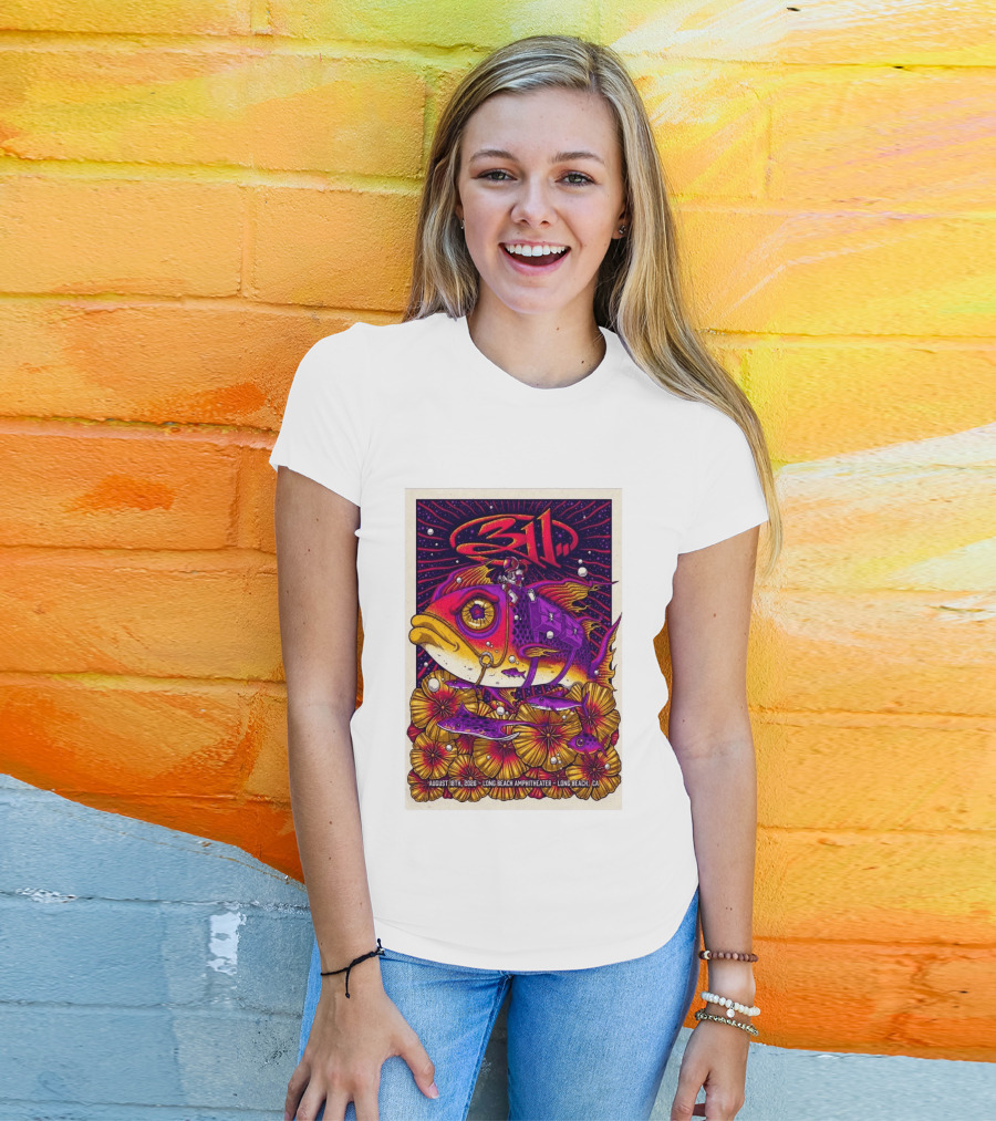311 August 18 2026 Long Beach Amphitheater CA Psychedelic Fish And Astronaut T-Shirt