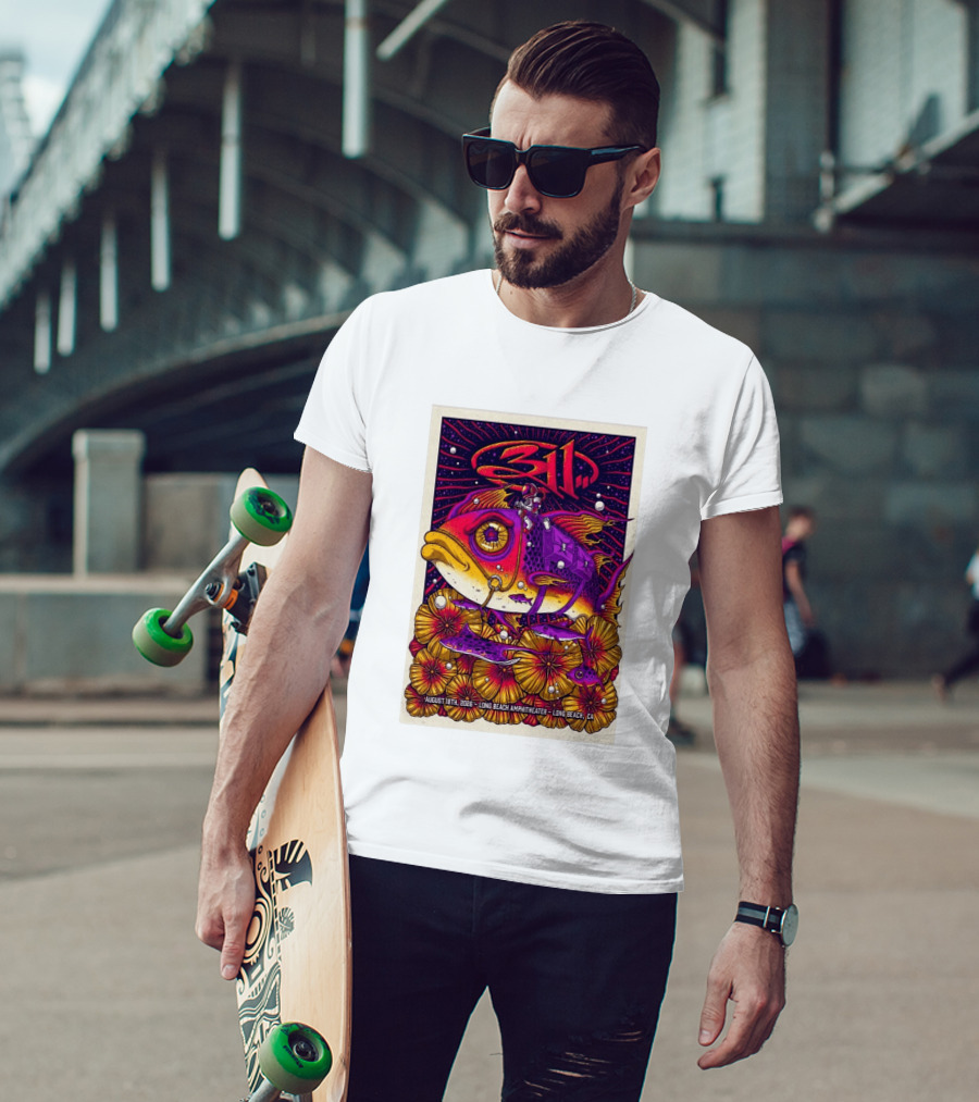 311 August 18 2026 Long Beach Amphitheater CA Psychedelic Fish And Astronaut T-Shirt