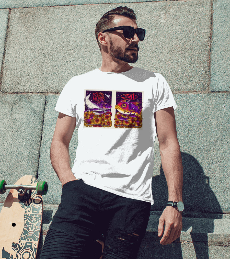 Dirty Heads 311 August 18 2026 Long Beach Amphitheater California Concert Art Colorful Fish Flowers T-Shirt