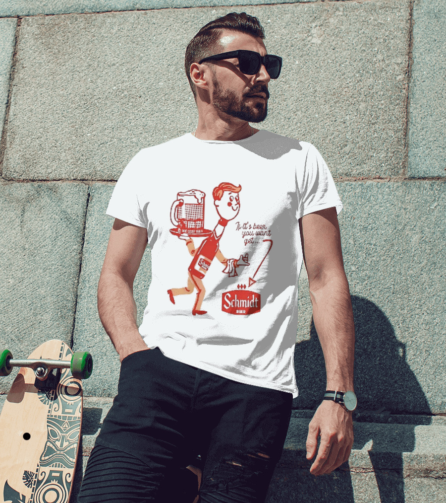 Schmidt Beer Retro Cartoon Character With T-Shirt