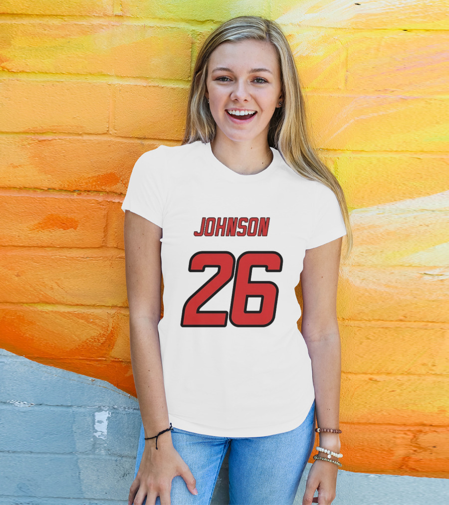 Johnson 26 Red Athletic Jersey Number Sports T-Shirt