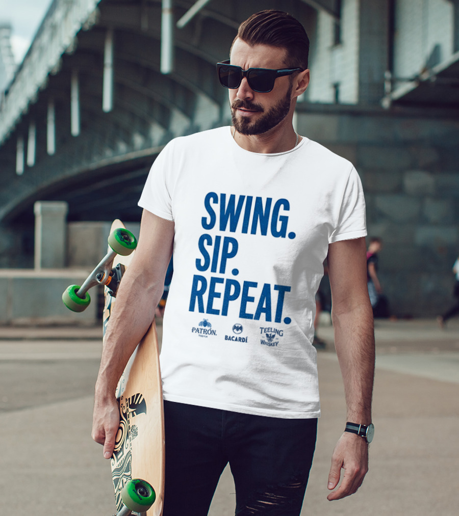 Swing Sip Repeat Patron Bacardi Teeling Whiskey T-Shirt