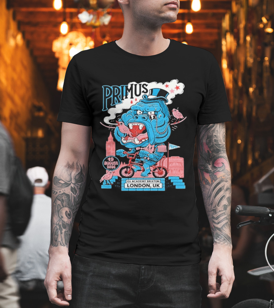 Primus 19 August 2026 O2 Academy Brixton London UK Blue Monster T-Shirt