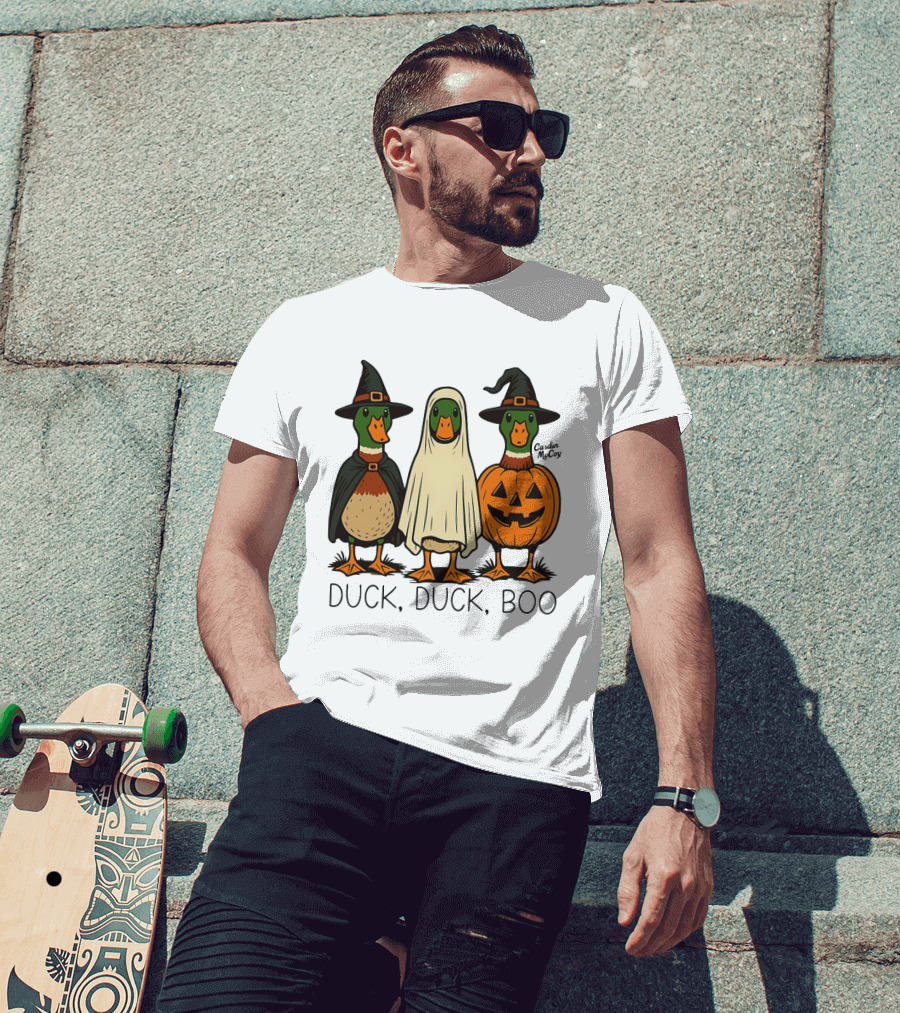 Duck Duck Boo Halloween 2026 Duck Trio In Costumes T-Shirt