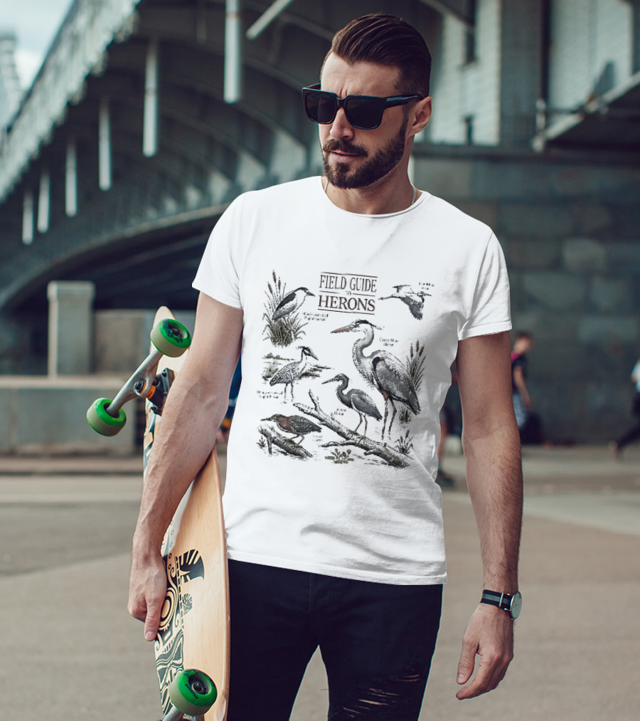 Field Guide Herons Black Crowned Night Heron Yellow Crowned T-Shirt