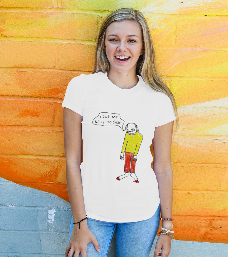 I Cut My Nails Too Short Yellow Red T-Shirt