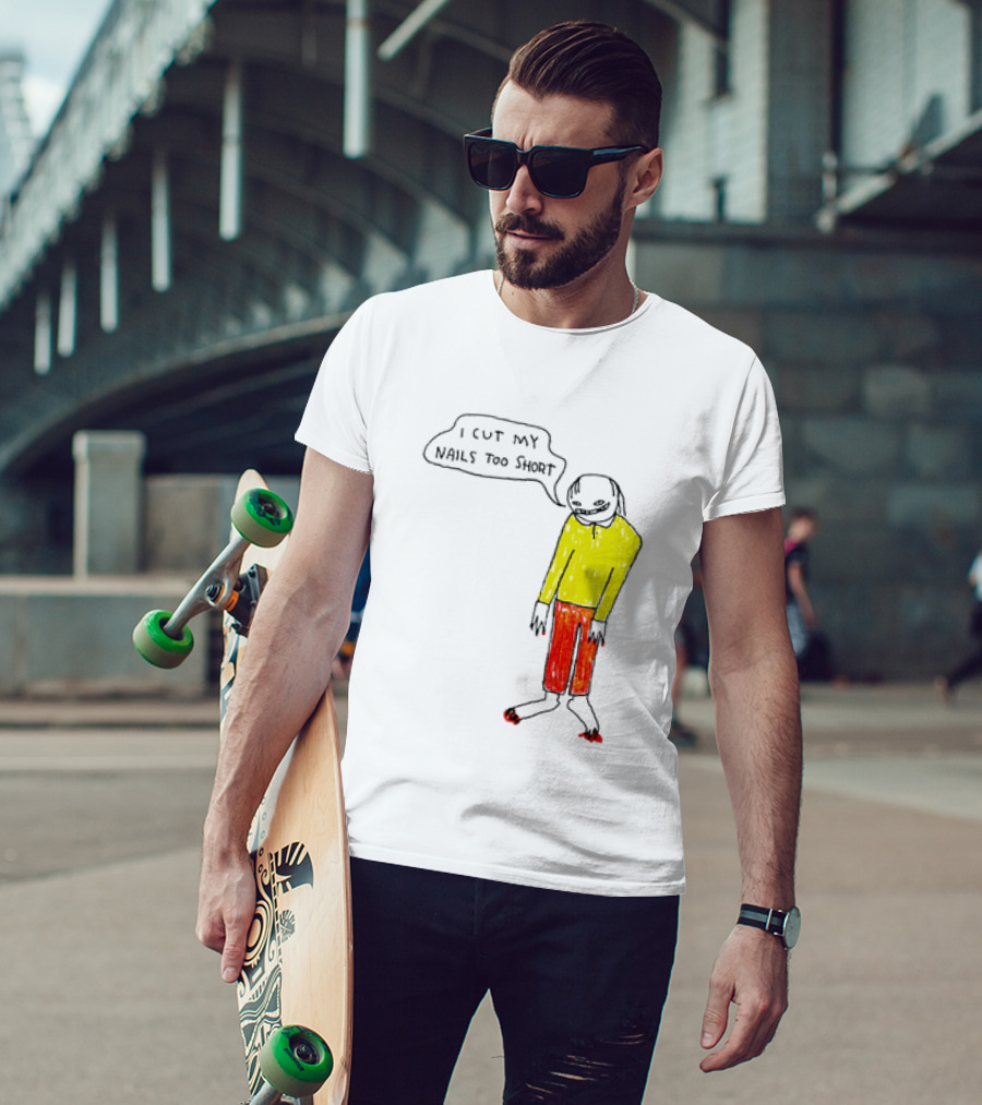 I Cut My Nails Too Short Yellow Red T-Shirt