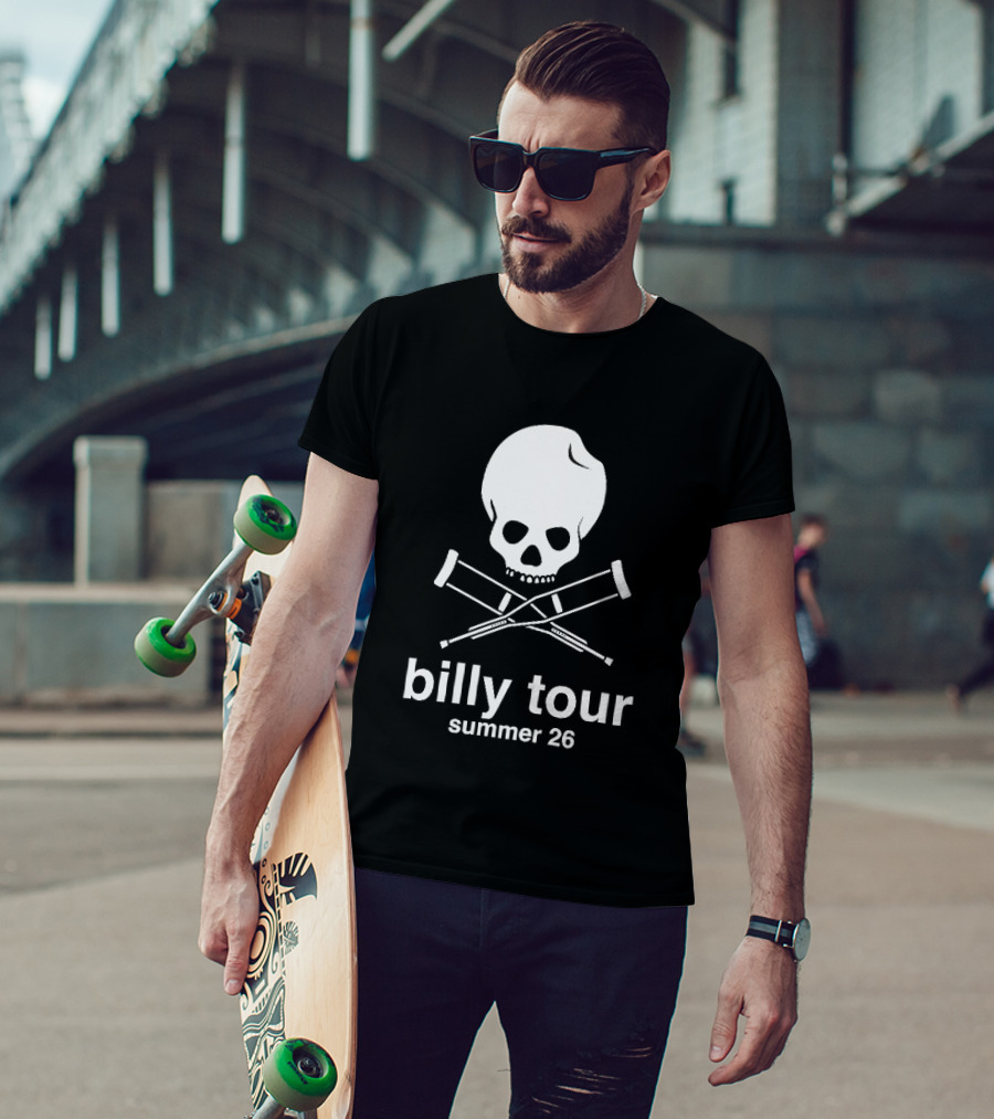 Billy Tour Summer 26 Skull And Crossed Crutches T-Shirt