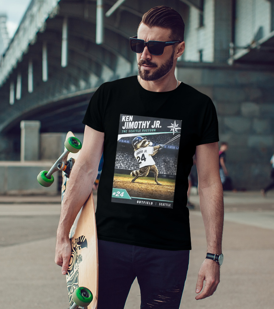 Ken Jimothy Jr The Seattle Raccoon Outfield Seattle Mariners #24 T-Shirt