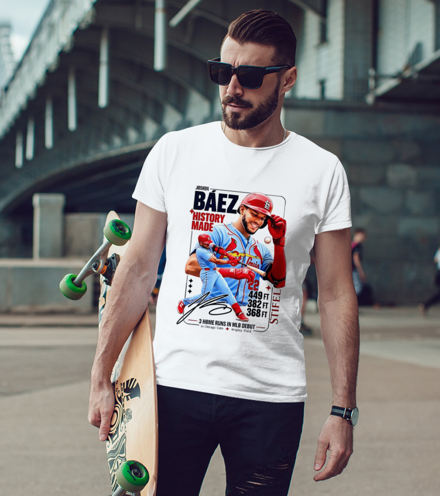 Joshua Baez St. Louis Cardinals Historic MLB Debut 3 Home Runs Wrigley Field T-Shirt