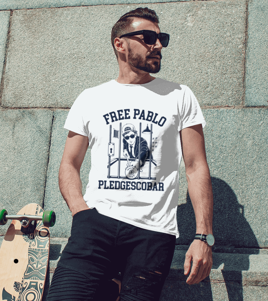 Free Pablo Pledgescobar Jail Break White Out T-Shirt