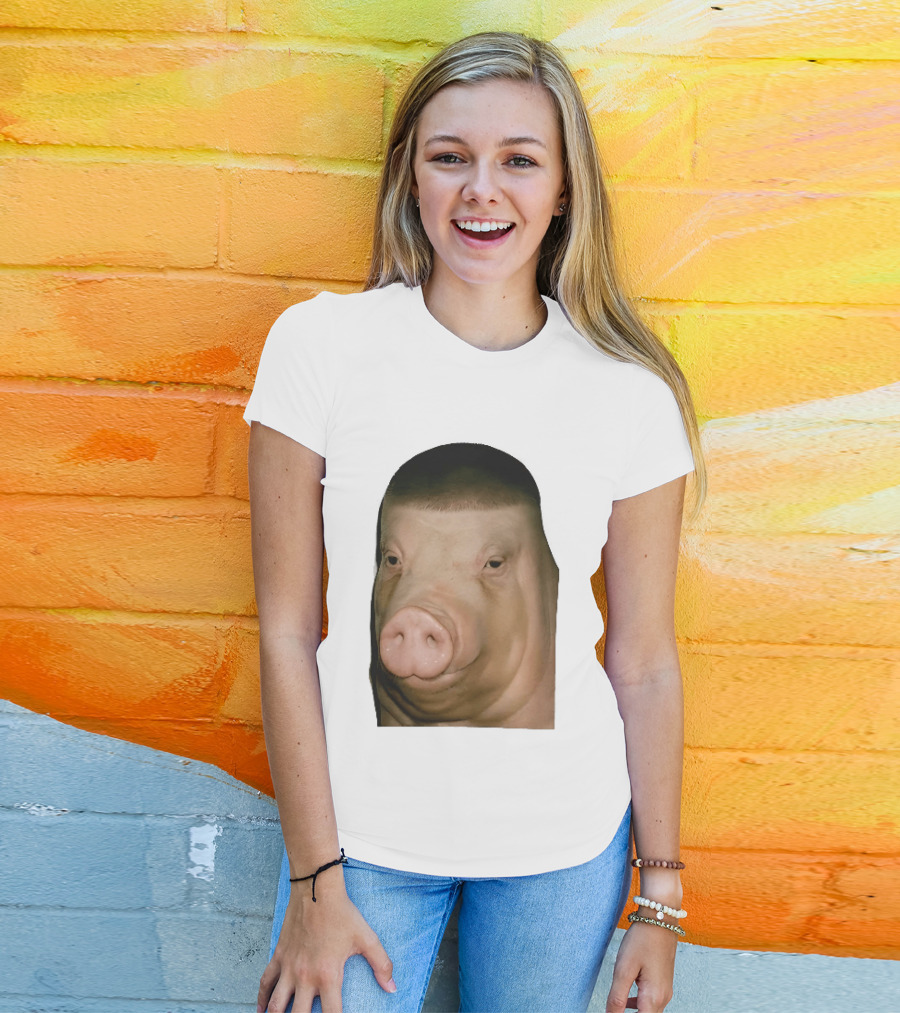 Photorealistic Close Up Pig Face Edgar Haircut Cutout T-Shirt