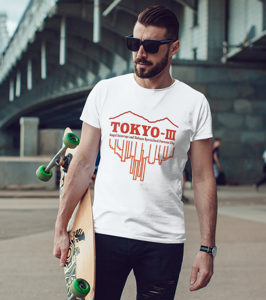 Tokyo Iii Angel Intercept Defense Specialized Fortress City Inverted Skyline T-Shirt