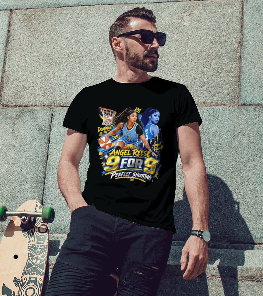 Angel Reese 9 For 9 Perfect Shooting Dominant Chicago Basketball T-Shirt