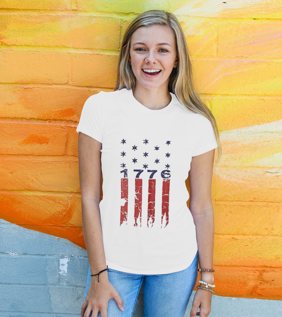 1776 Distressed American Flag Stars Stripes Patriotic T-Shirt