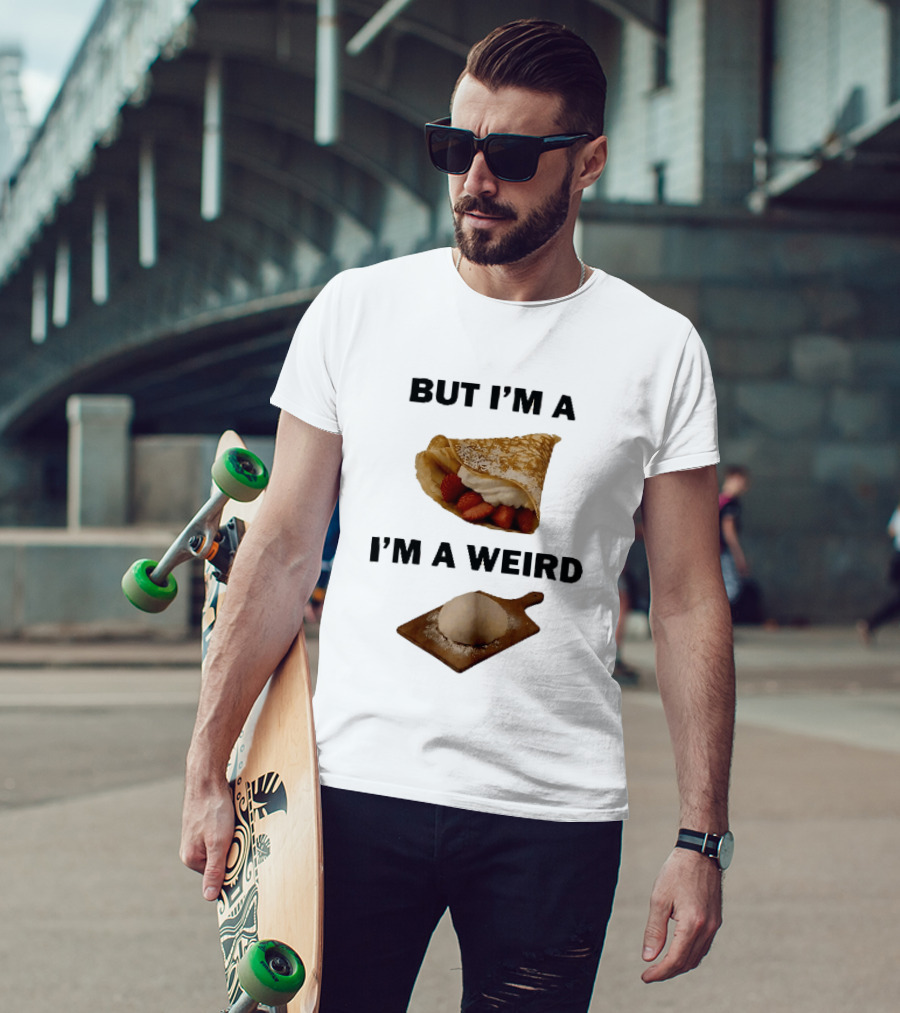 But Im A Weird Strawberry Crepe Dough Ball Wooden Board T-Shirt