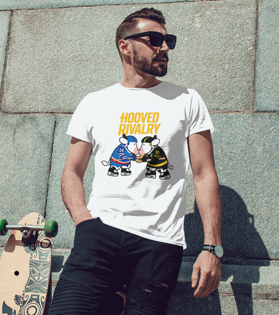 Hooved Rivalry Ilya Rozanov 24 Vs Shane Hollander 81 Hockey Faceoff T-Shirt