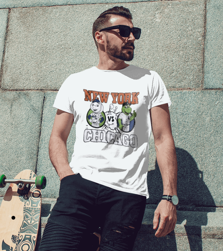 New York Vs Chicago Mets White Sox Mascots Faceoff T-Shirt