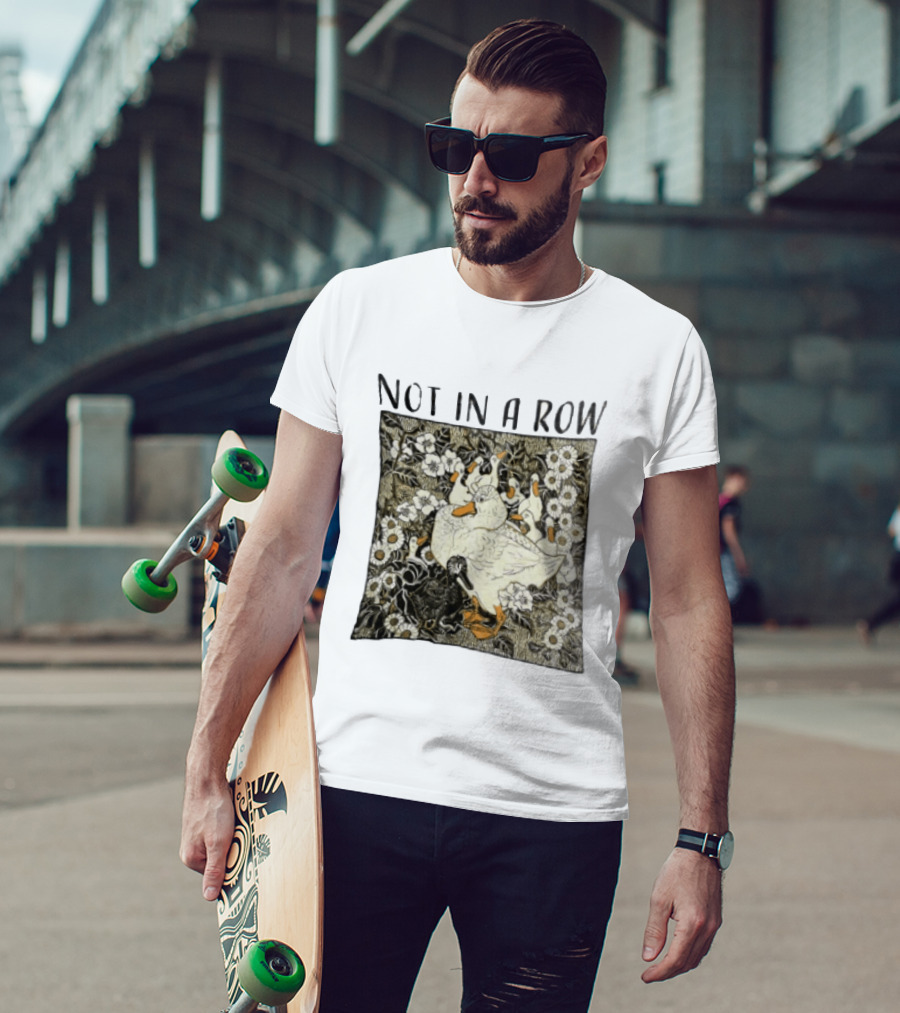 Not In A Row Ducks Floral Pattern Botanical T-Shirt