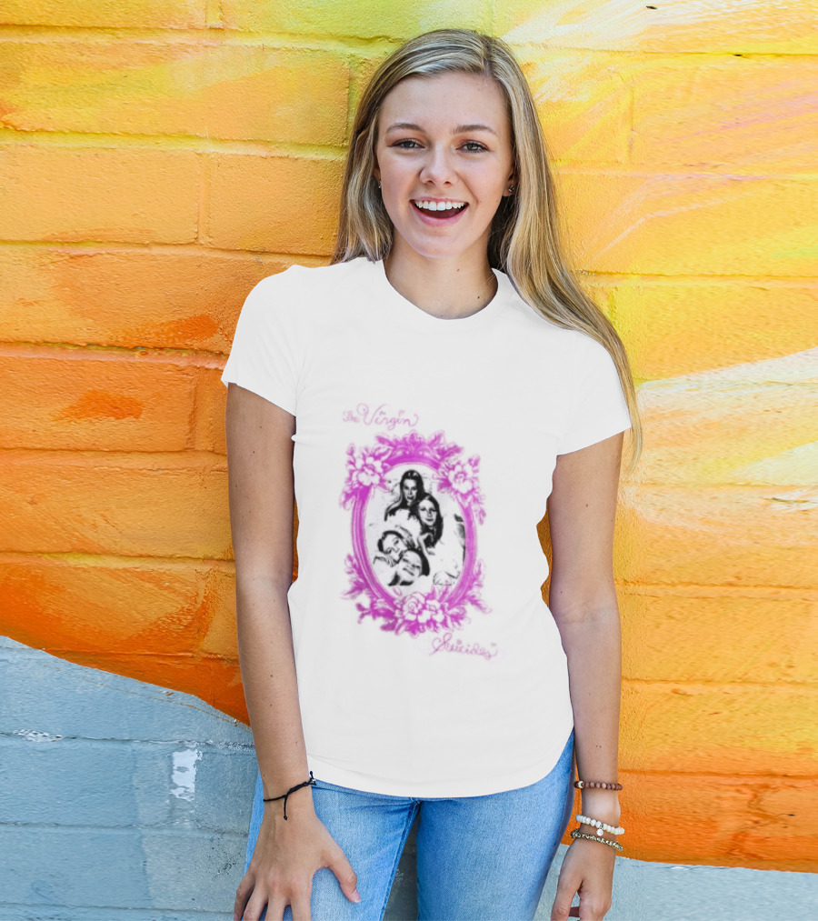 The Virgin Suicides Girls Pink Floral Oval Frame T-Shirt