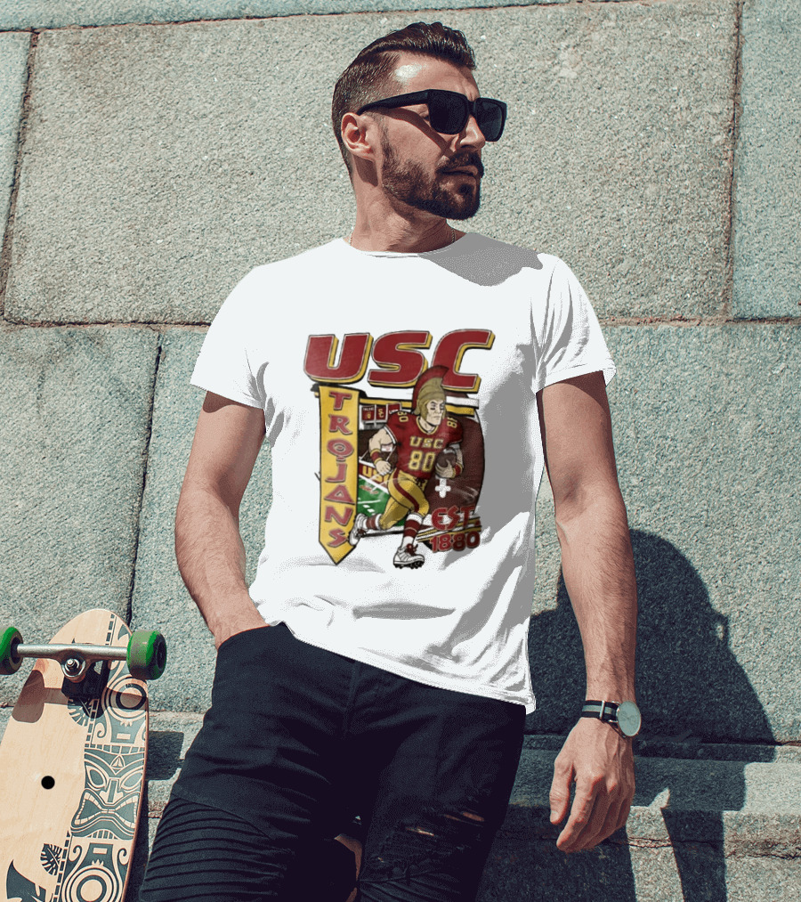 USC Trojans Football Player Cartoon Scoreboard Est 1880 T-Shirt