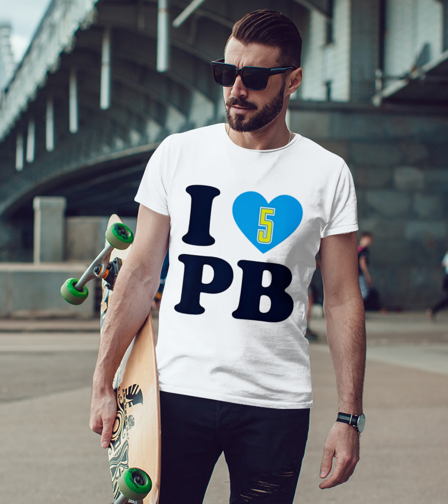 I Love PB Heart 5 Blue And Yellow T-Shirt