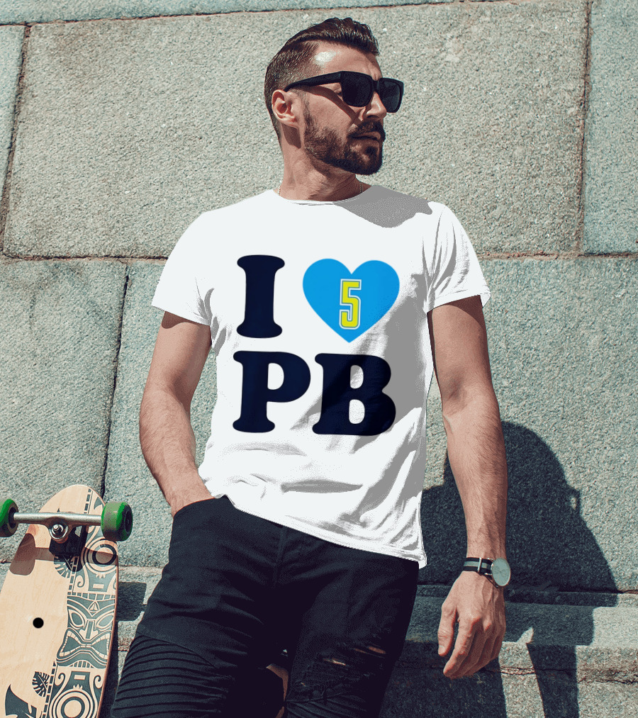 I Love PB Heart 5 Blue And Yellow T-Shirt