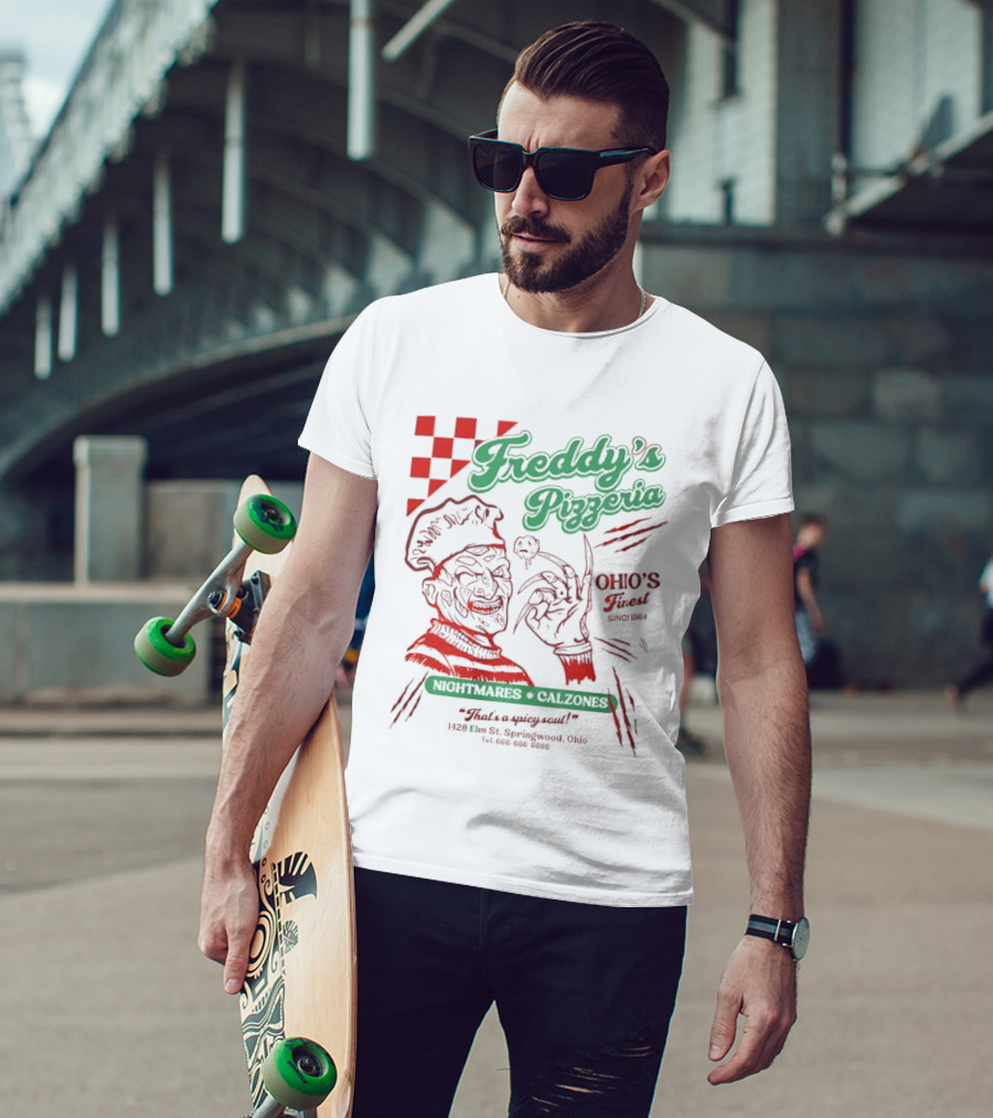 Freddy's Pizzeria Nightmares Calzones Spicy Ohio's Finest Springwood T-Shirt