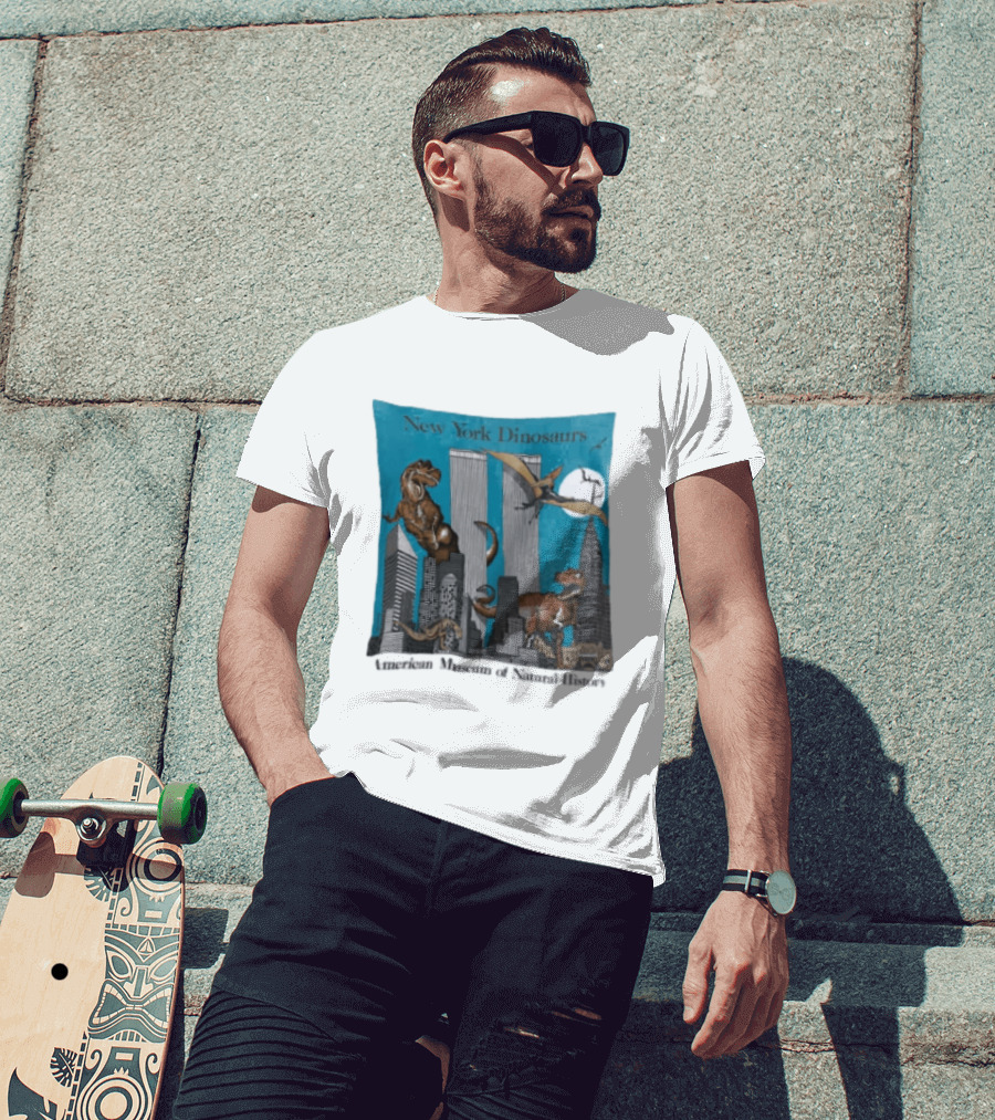 New York Dinosaurs American Museum Of Natural History Twin Towers Scene T-Shirt