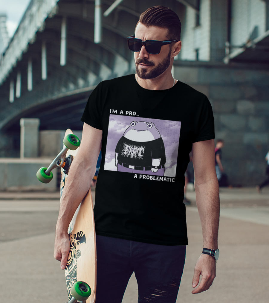 I'm A Pro A Problematic Frog Meme Binary Code Cloudy T-Shirt