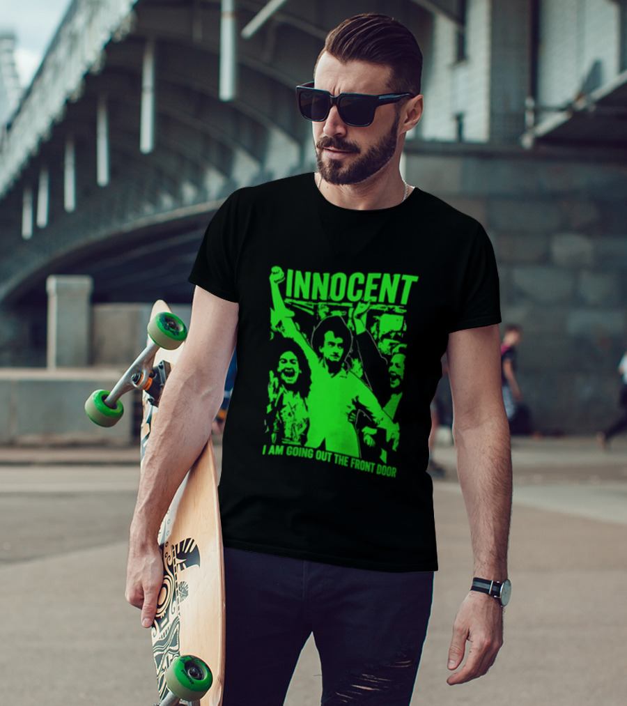 Innocent I Am Going Out The Front Door Retro Style People In Motion T-Shirt