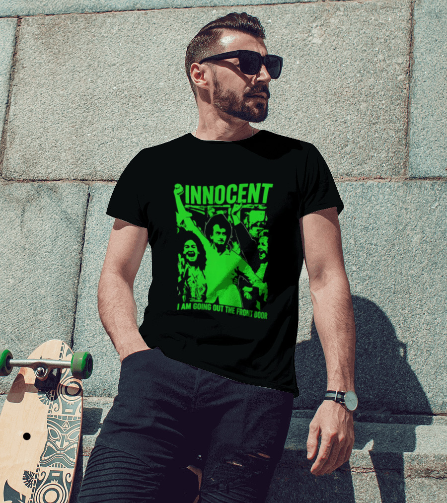 Innocent I Am Going Out The Front Door Retro Style People In Motion T-Shirt