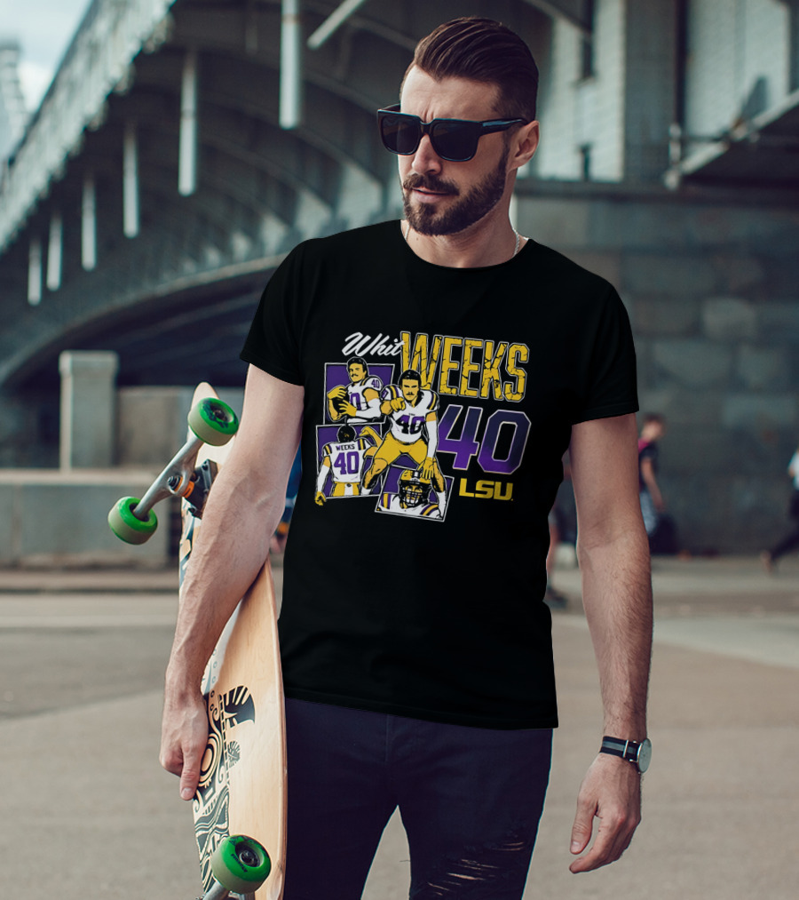 Whit Weeks LSU Tigers Number 40 College Football Collage T-Shirt