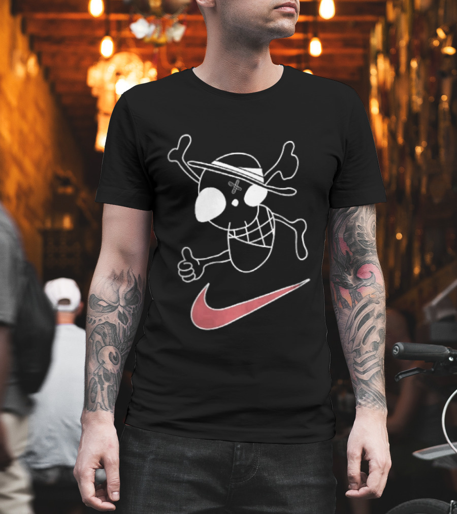 Pirate Straw Hat Skull Thumbs Up Nike T-Shirt