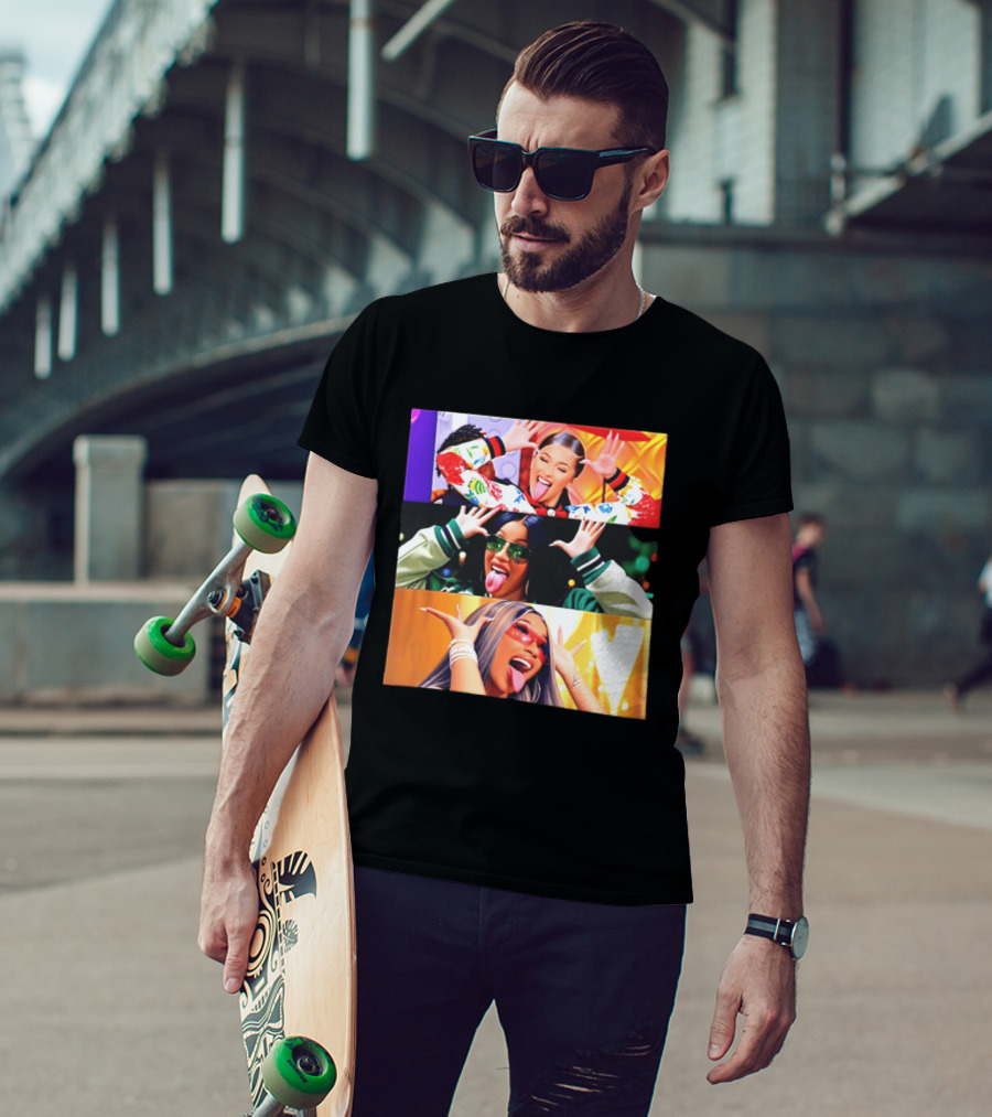Cardi B Funny Faces Tongue Out Rapper Hip Hop Celebrity T-Shirt