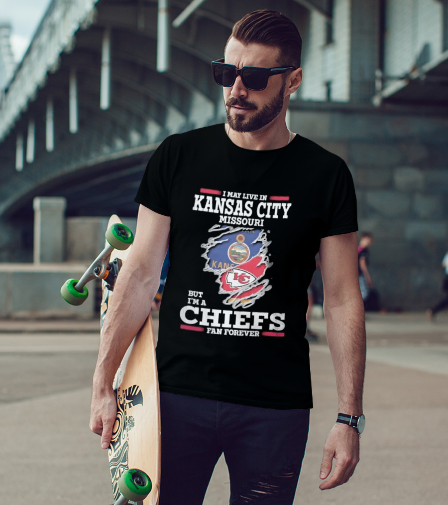 Kansas City Missouri Chiefs Fan Forever Kansas Seal Torn Skin T-Shirt