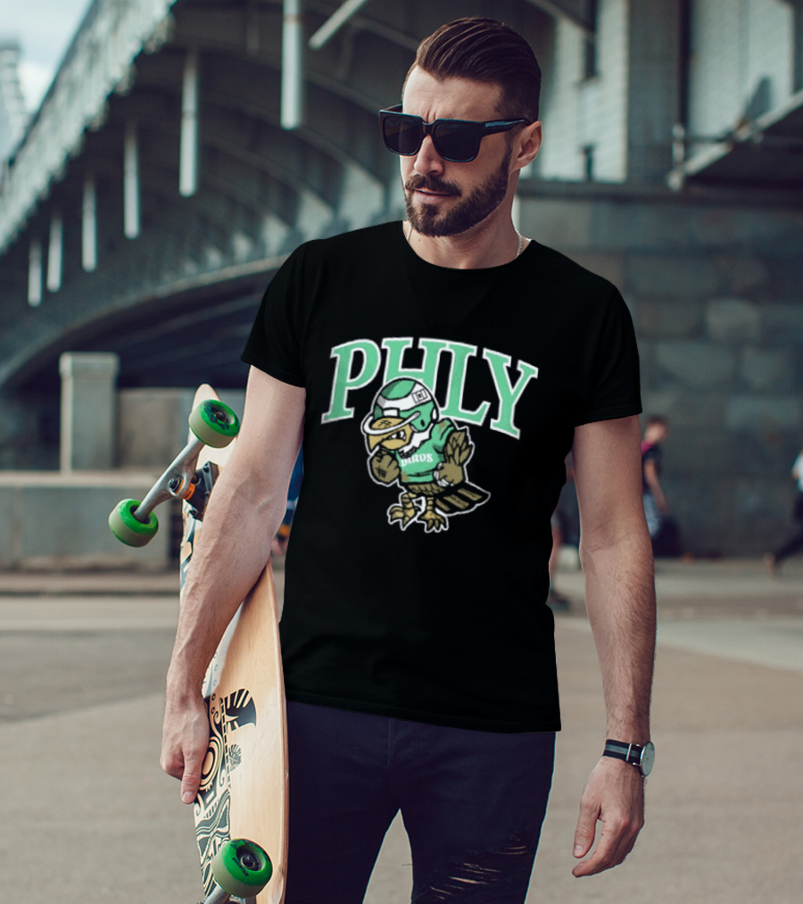 Philadelphia Eagles Phly Birds Cartoon Football Helmet Crewneck T-Shirt