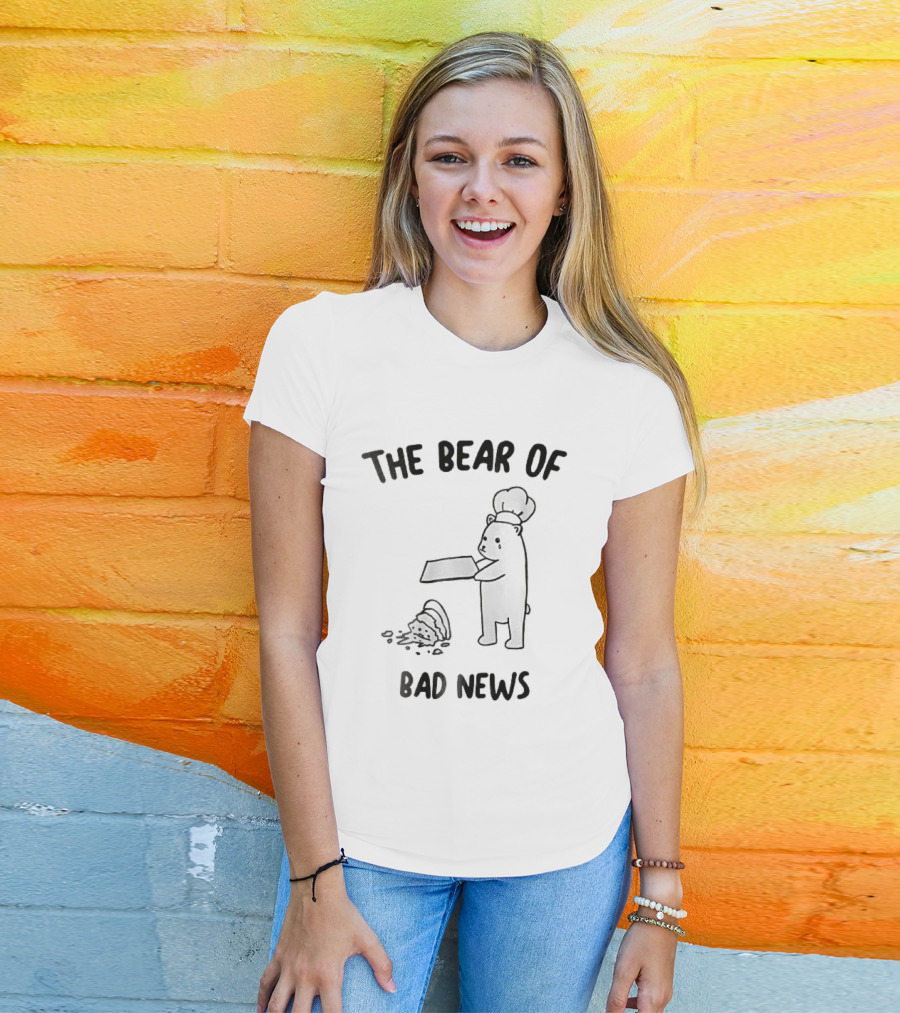 The Bear Of Bad News Crying Chef Dropped Cake Tray Cartoon T-Shirt