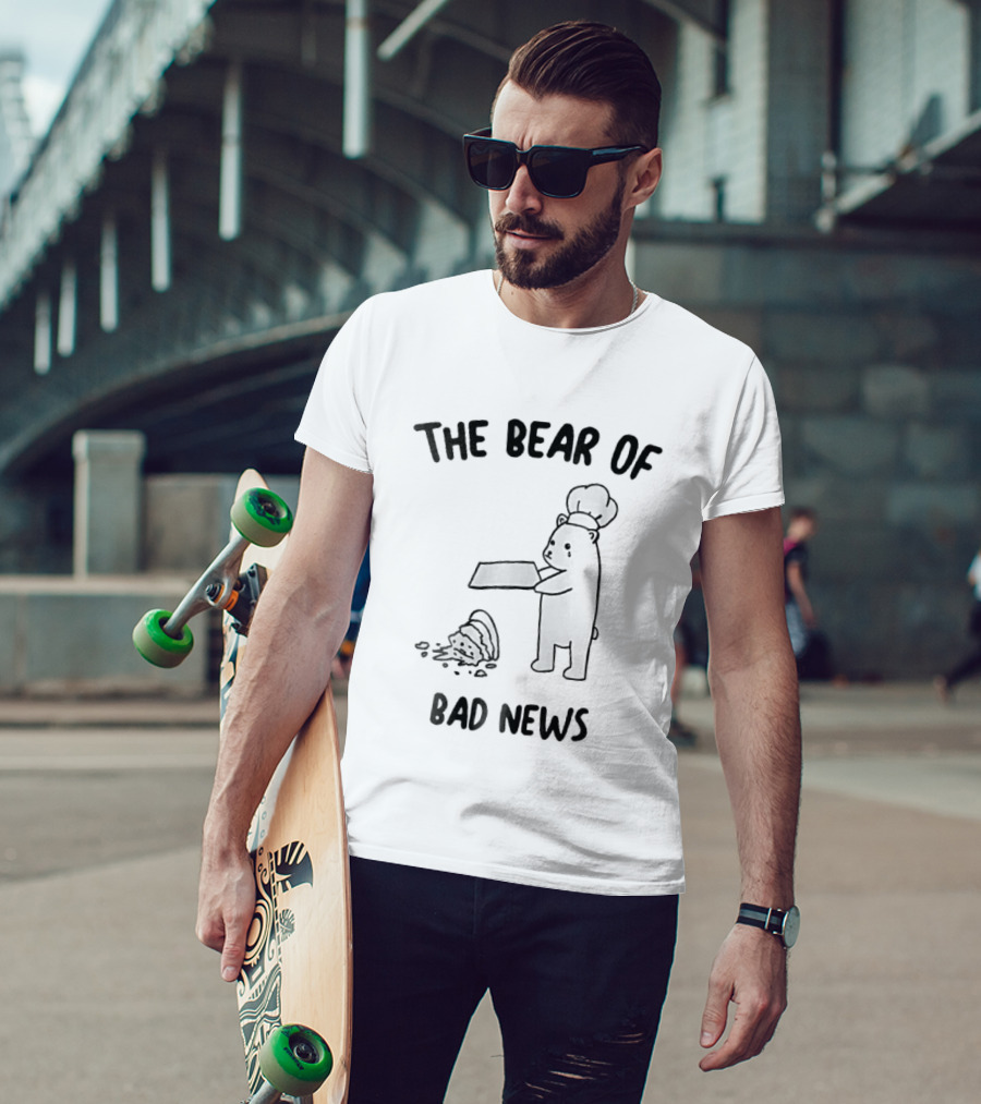 The Bear Of Bad News Crying Chef Dropped Cake Tray Cartoon T-Shirt