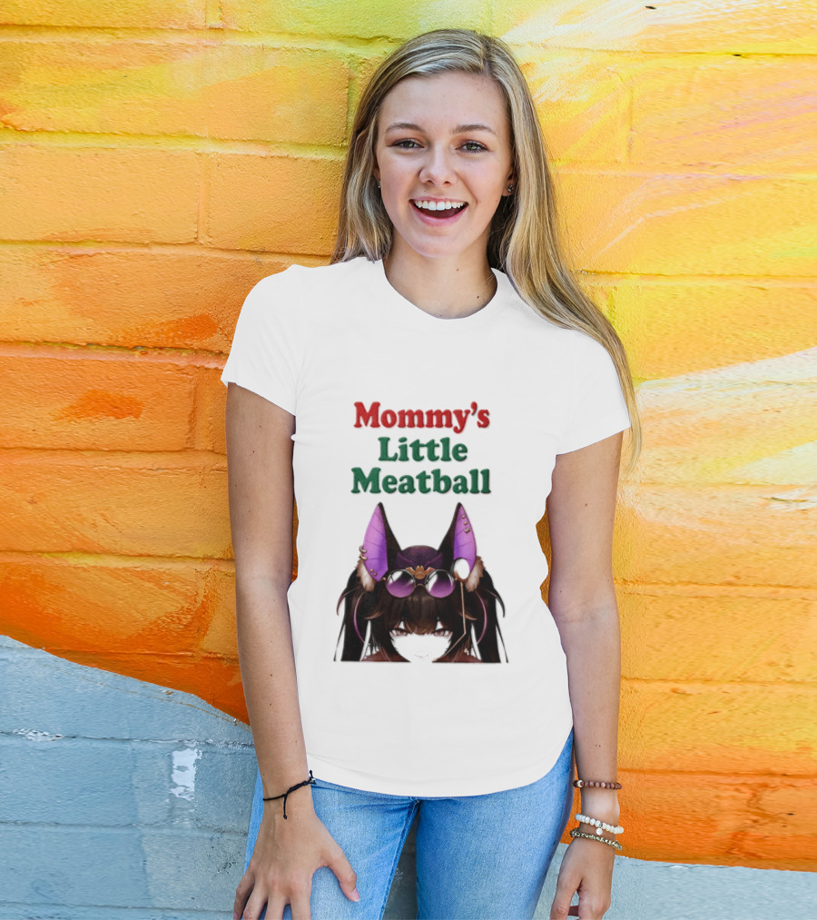 Mommy's Little Meatball Bat Vtuber Black Wings Purple Ears Playful T-Shirt