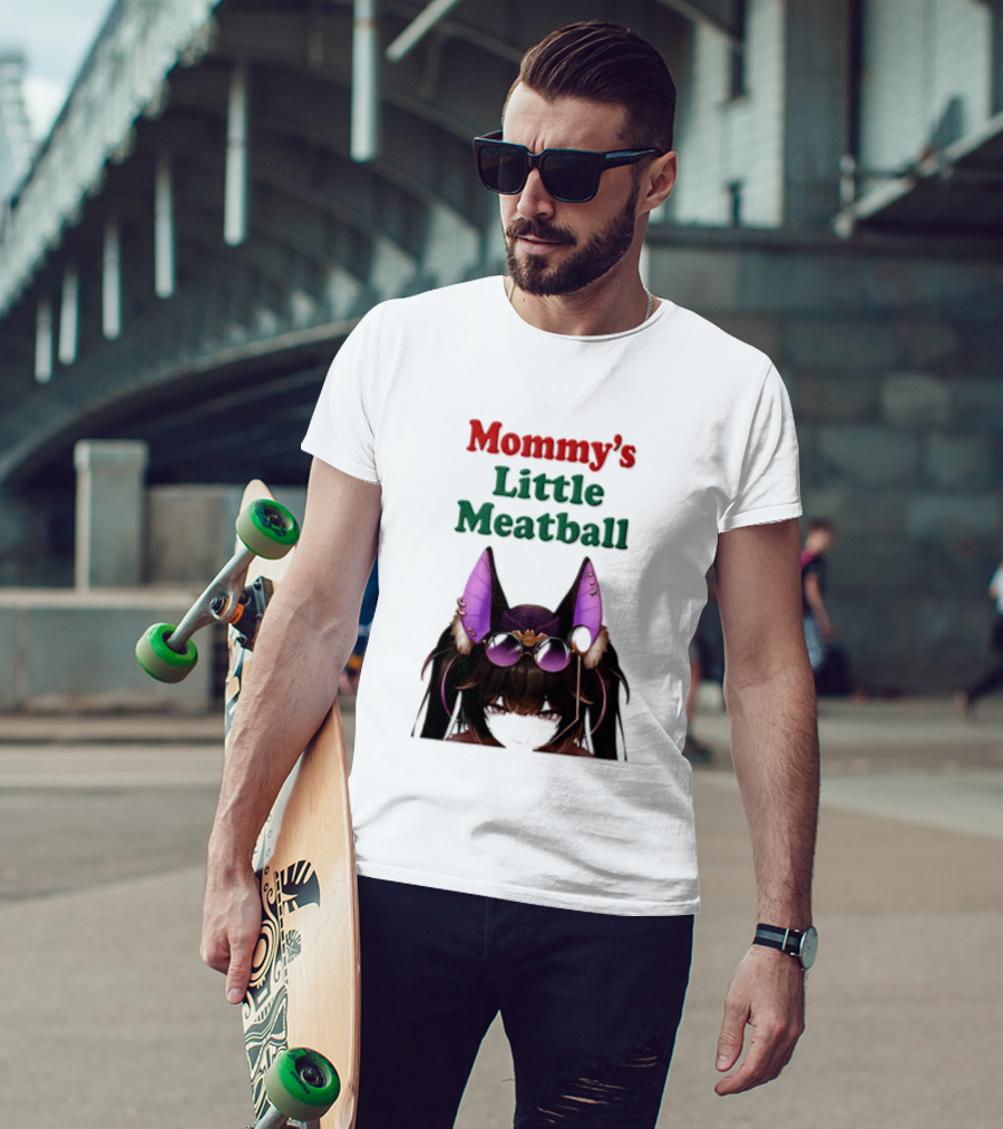 Mommy's Little Meatball Bat Vtuber Black Wings Purple Ears Playful T-Shirt