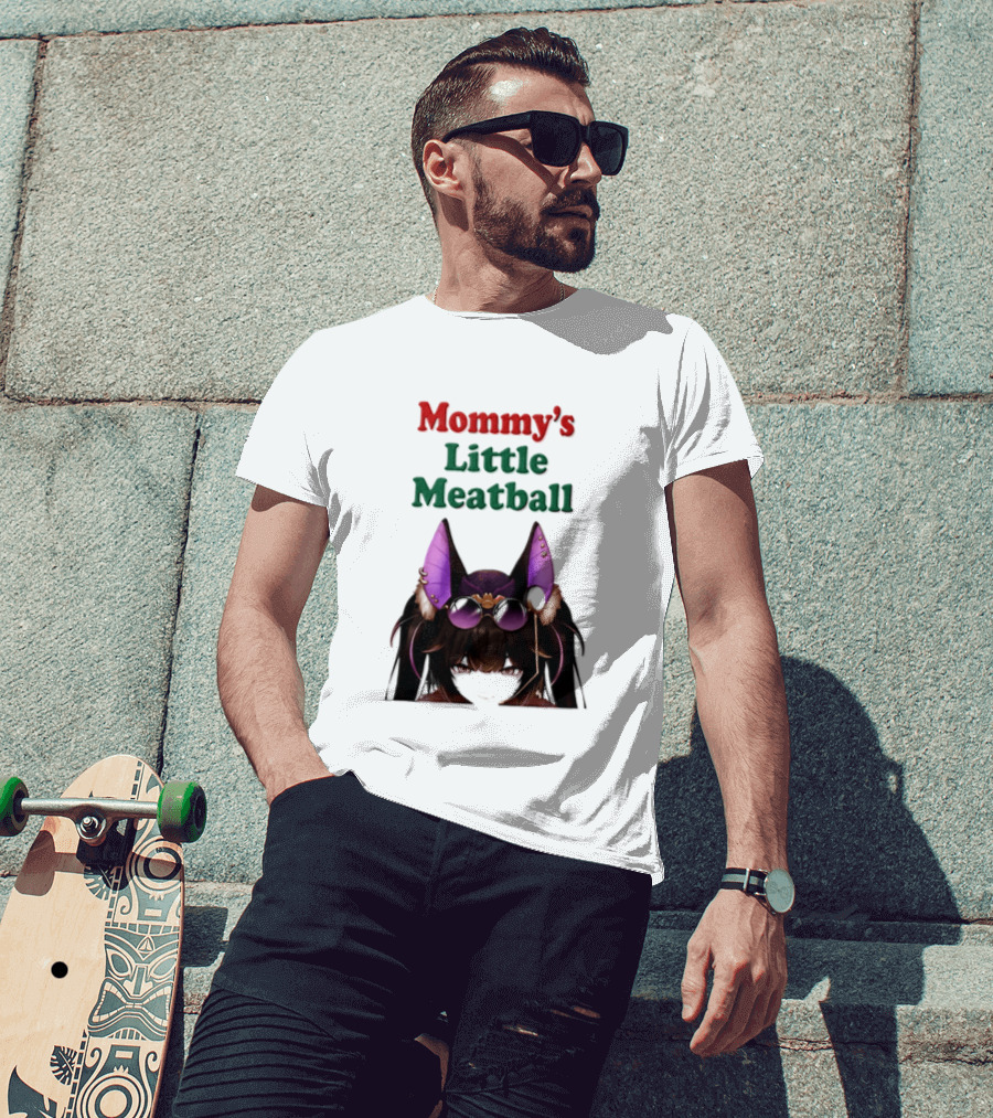 Mommy's Little Meatball Bat Vtuber Black Wings Purple Ears Playful T-Shirt