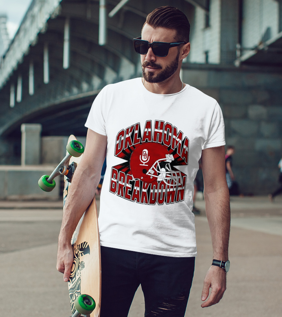 Oklahoma Breakdown Football Helmet OB Podcast T-Shirt